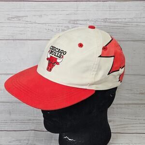 Vintage Rare Chicago Bulls Youth Hat Vintage NBA Cream Red Snapback Adjustable